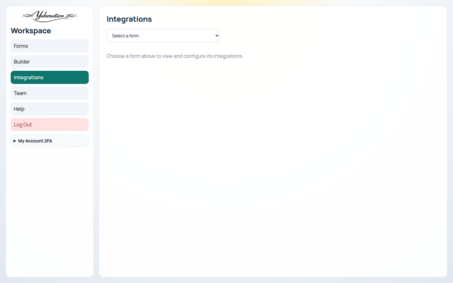 Form Builder integrations configuration page